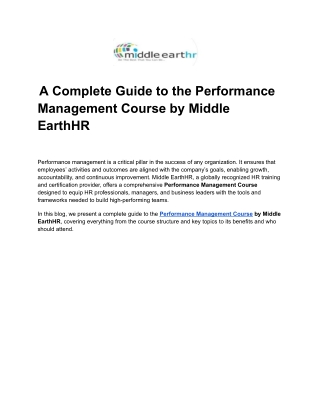 a complete guide to the performance management