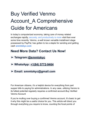 Buy Verified Venmo Account_A Comprehensive Guide for Americans Smmtokyc