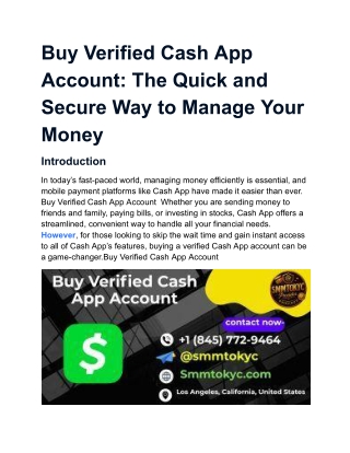 Buy Verified Cash App Account_ The Quick and Secure Way to Manage Your Money SMMTOKYC