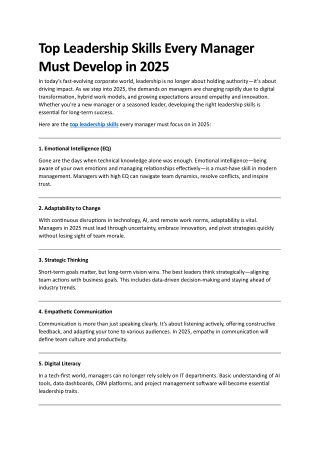 Top Leadership Skills Every Manager Must Develop in 2025 | Step Learning India