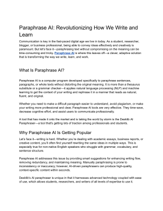 paraphrase ai revolutionizing how we write
