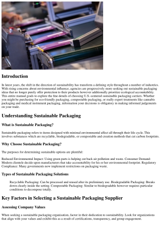 A Comprehensive Guide to Selecting U.S.-Based Sustainable Packging Companies
