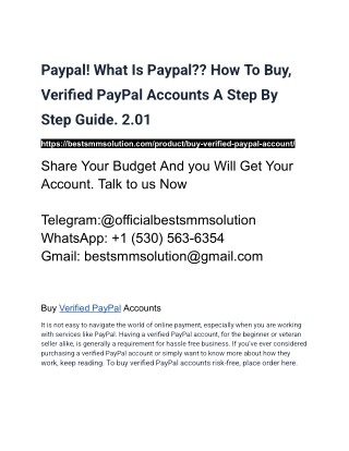 Paypal! What Is Paypal__ How To Buy, Verified PayPal Accounts A Step By Step Guide. 2.01