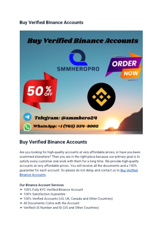 Buy Verified Binance Accounts