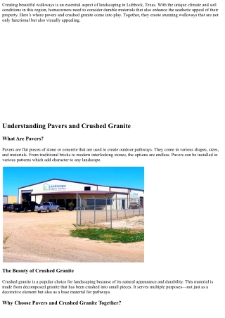 Pavers and Crushed Granite: A Perfect Pair for Stunning Walkways in Lubbock, TX