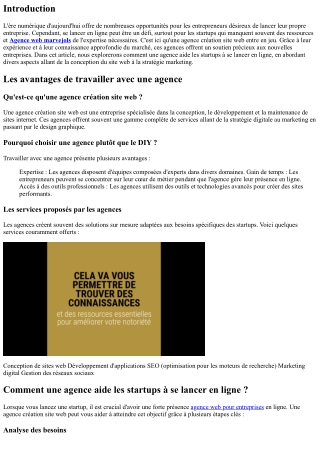 Comment une agence aide les startups à se lancer en ligne ?