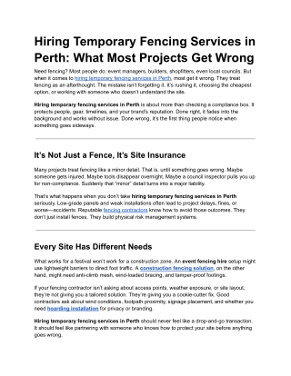 hiring temporary fencing services in perth what
