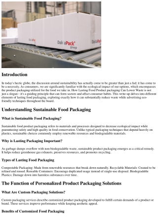 Just How Sustainable Food Product Packaging Can Lower Waste