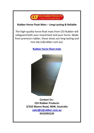 Rubber Horse Float Mats – Long-Lasting & Reliable