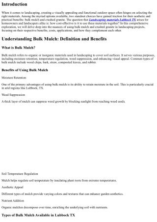 Exploring the Cost-Effectiveness of Using Bulk Mulch and Crushed Granite Togethe
