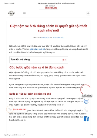 Giặt nệm xe ô tô đúng cách_ Bí quyết giữ nội thất sạch như mới