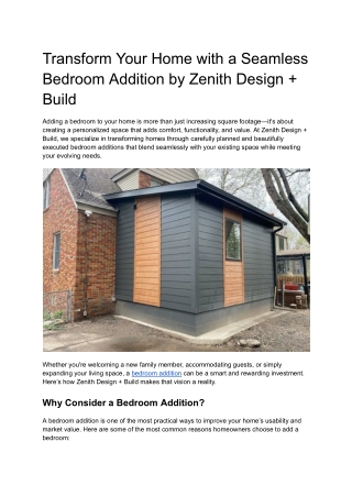 Transform Your Home with a Seamless Bedroom Addition by Zenith Design   Build