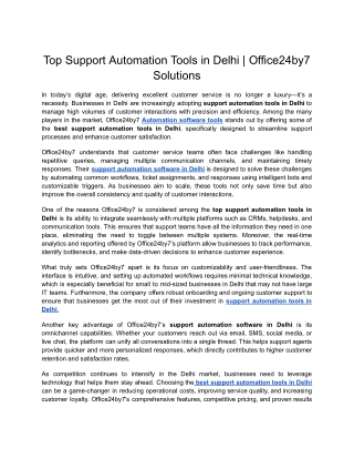 Top Support Automation Tools in Delhi _ Office24by7 Solutions