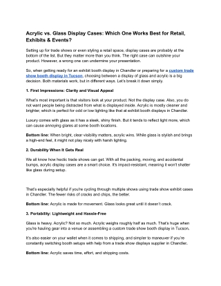 Acrylic vs. Glass Display Cases: Which One Works Best for Retail, Exhibits