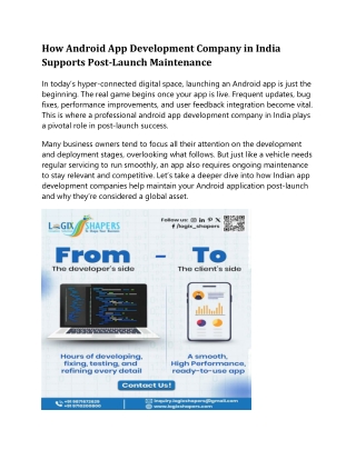 How Android App Development Company in India Supports Post