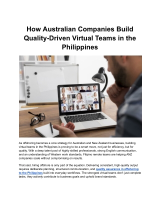 How Australian Companies Build Quality-Driven Virtual Teams in the Philippines