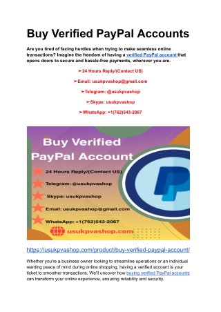 Buy Verified PayPal Accounts