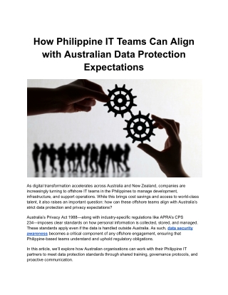 How Philippine IT Teams Can Align with Australian Data Protection Expectations
