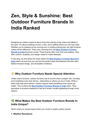 Zen, Style & Sunshine: Best Outdoor Furniture Brands In India Ranked