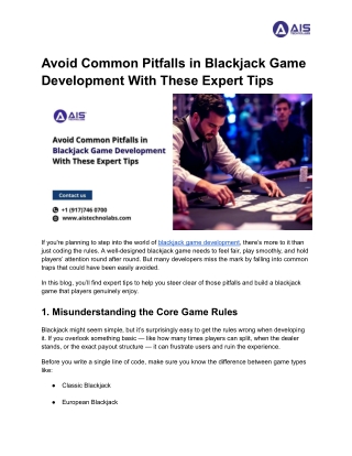 Avoid Common Pitfalls in Blackjack Game Development With These Expert Tips
