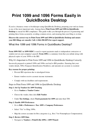 print 1099 and 1096 forms easily in quickbooks