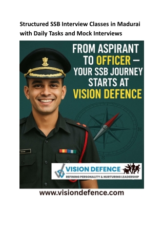 Structured SSB Interview Classes in Madurai with Daily Tasks and Mock Interviews