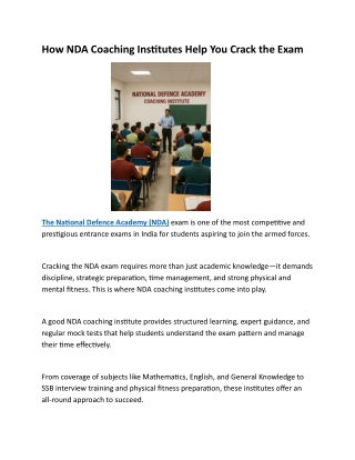 How NDA Coaching Institutes Help You Crack the Exam