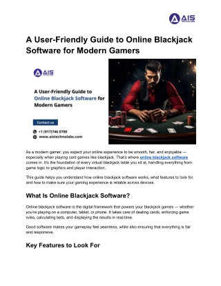 A User-Friendly Guide to Online Blackjack Software for Modern Gamers