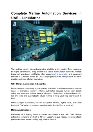 Complete Marine Automation Services in UAE – LinkMarine