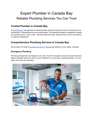 Trusted Plumber in Canada Bay | RG Plumbing