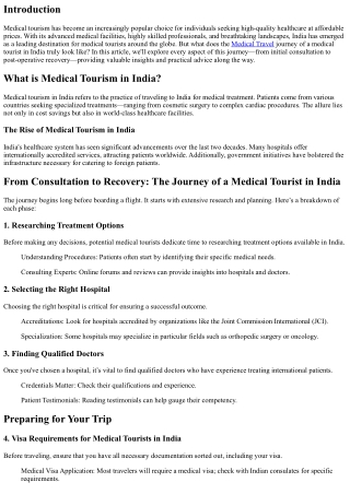 From Consultation to Recovery: The Journey of a Medical Tourist in India
