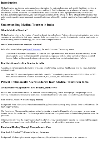 Patient Testimonials: Success Stories from Medical Tourists in India