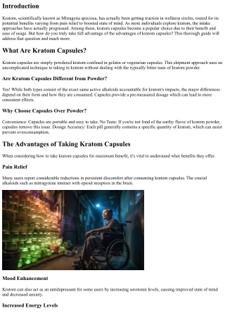 How to Take Kratom Capsules for Optimum Advantage