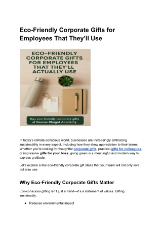 Eco-Friendly Corporate Gifts for Employees That They’ll Use