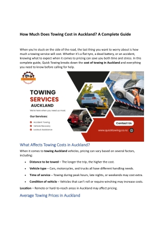 how much does towing cost in auckland a complete