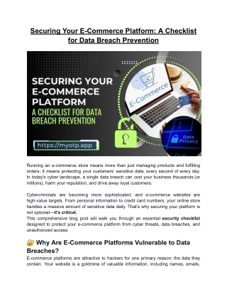Securing Your E-Commerce Platform: A Checklist for Data Breach Prevention