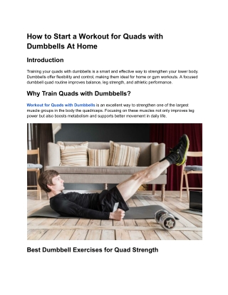 How to Start a Workout for Quads with Dumbbells At Home