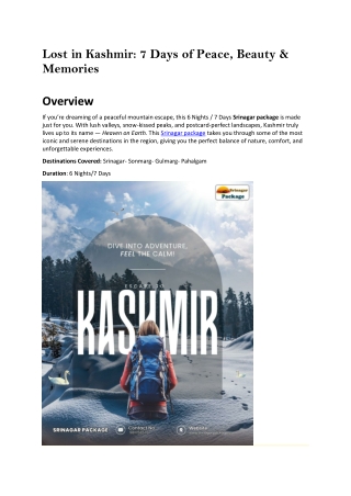 Lost in Kashmir: 7 Days of Peace, Beauty & Memories
