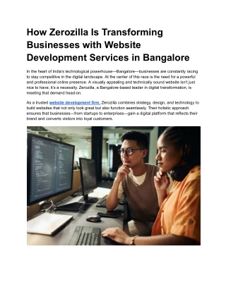 How Zerozilla Is Transforming Businesses with Website Development Services in Bangalore