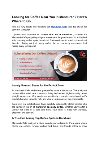 Why Mandurah Cafe Serves the Best Coffee in Mandurah