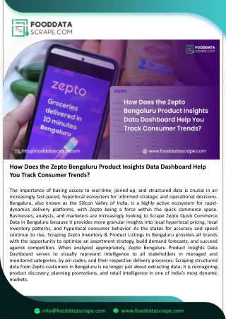 How Does the Zepto Bengaluru Product Insights Data Dashboard Help You Track Consumer Trends