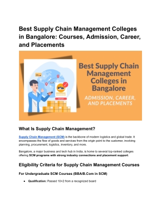 Best Supply Chain Management Colleges in Bangalore_ Courses, Admission, Career, and Placements