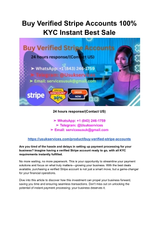 Buy Verified Stripe Accounts 100% KYC Instant Best Sale