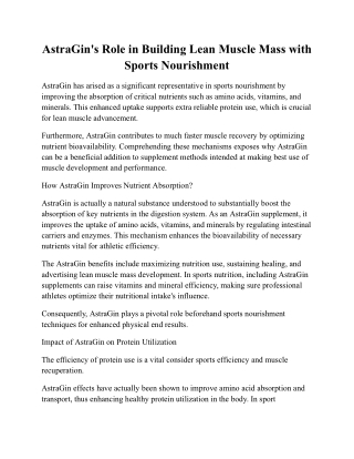 AstraGin in Sports Nourishment for Lean Muscular Tissue Gain