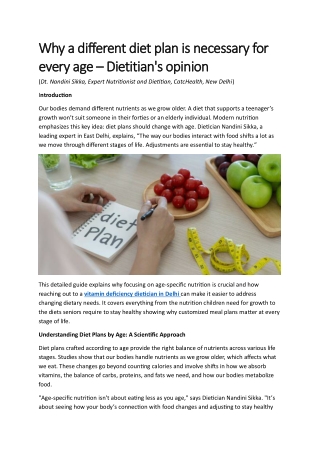 Why a different diet plan is necessary for every age
