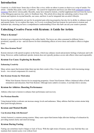 Unlocking Creative Focus with Kratom: A Guide for Artists