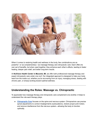 How Massage Therapy and Chiropractic Work Together to Restore Health