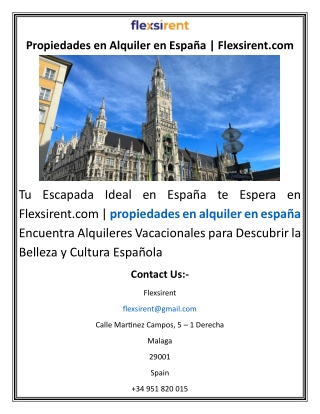 Propiedades en Alquiler en España  Flexsirent