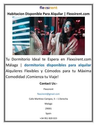 Habitacion Disponible Para Alquilar  Flexsirent.com