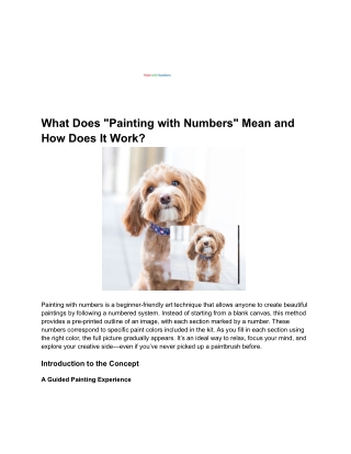 what does painting with numbers mean and how does
